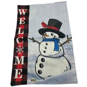 Snowman Welcome Garden Flag 12.5x18 Inches Double-Sided Winter Yard Decor READ